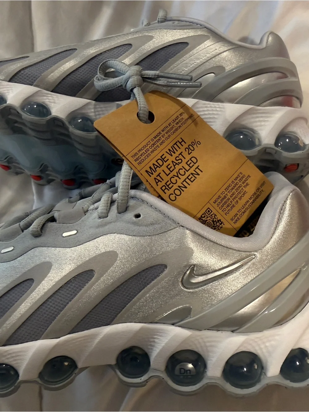 Nike womens    Wolfe Gray, White and Metallic Silver Air Max Style Sneakers